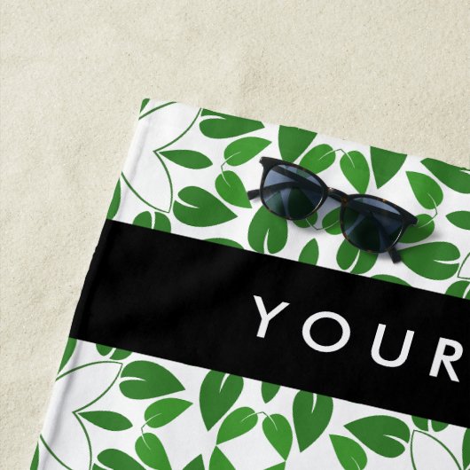 Leaf-Muster, grüne Blätter, Ihr Name Strandtuch (Beispiel)