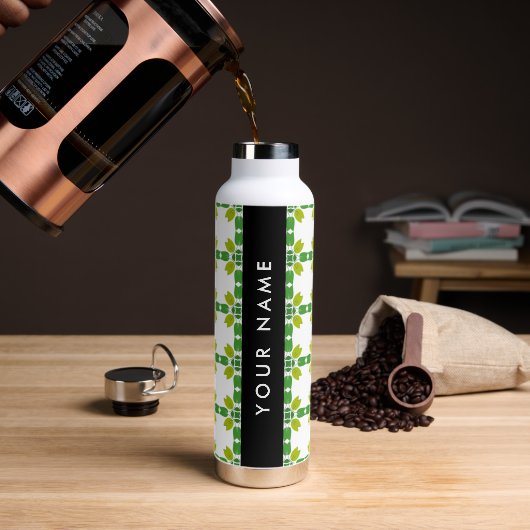 Leaf-Muster, grüne Blätter, Ihr Name Trinkflasche (Kaffee)