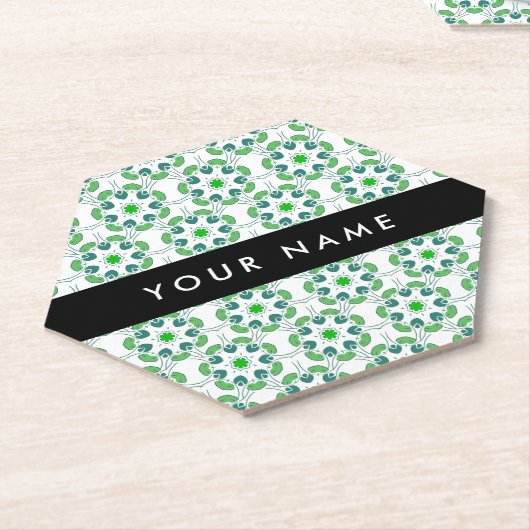 Leaf-Muster, grüne Blätter, Ihr Name Untersetzer (angewinkelt)