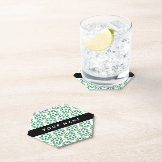 Leaf-Muster, grüne Blätter, Ihr Name Untersetzer (Vor Ort)