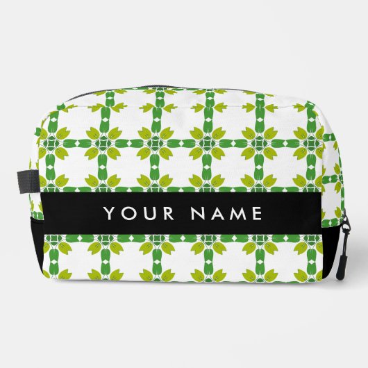 Leaf-Muster, grüne Blätter, Ihr Name Waschbeutel (Vorderseite)