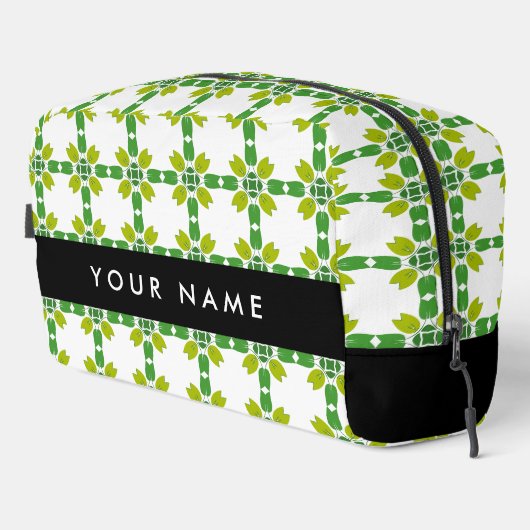 Leaf-Muster, grüne Blätter, Ihr Name Waschbeutel (Rechte Ecke)