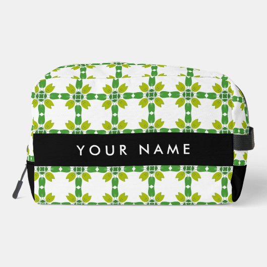 Leaf-Muster, grüne Blätter, Ihr Name Waschbeutel (Rückseite)