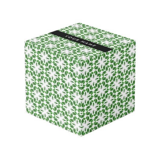 Leaf-Muster, grüne Blätter, Ihr Name Würfel (Vorderseite Schrägansicht)
