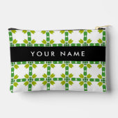 Leaf-Muster, grüne Blätter, Ihr Name Zubehörtasche (Rückseite)