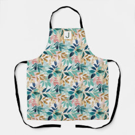 Leaf Muster Hübsch Botanische Mit Monogramm Küche Schürze