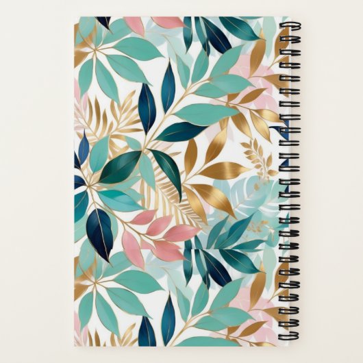 Leaf Muster Hübsche farbenfrohe Blätter Mit Monogr Notizblock (Rückseite)