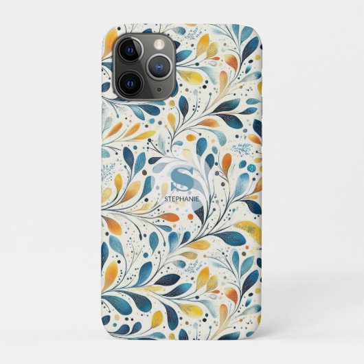 Leaf-Muster in Blau und Gold Paisley (2) Case-Mate iPhone Hülle (Rückseite)