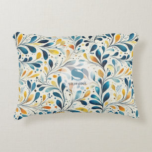 Leaf-Muster in Blau und Gold Paisley (2) Dekokissen