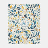 Leaf-Muster in Blau und Gold Paisley (2) Fleecedecke (Vorderseite)