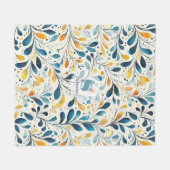 Leaf-Muster in Blau und Gold Paisley (2) Fleecedecke (Vorderseite (Horizontal))