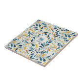 Leaf-Muster in Blau und Gold Paisley (2) Fliese (Seite)