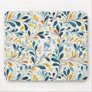 Leaf-Muster in Blau und Gold Paisley (2) Mousepad