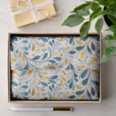 Leaf-Muster in Blau und Gold Paisley (2) Seidenpapier (Geschenk)