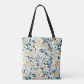 Leaf-Muster in Blau und Gold Paisley (2) Tasche (Rückseite)
