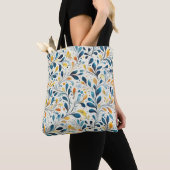 Leaf-Muster in Blau und Gold Paisley (2) Tasche (Von Nahem)