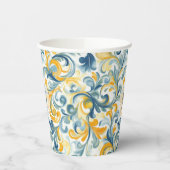 Leaf-Muster in Blau und Gold Paisley Pappbecher (Links)