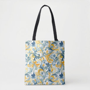 Leaf-Muster in Blau und Gold Paisley Tasche