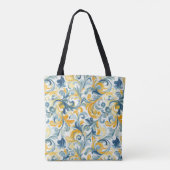 Leaf-Muster in Blau und Gold Paisley Tasche (Rückseite)