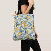 Leaf-Muster in Blau und Gold Paisley Tasche (Von Nahem)