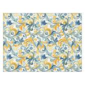 Leaf-Muster in Blau und Gold Paisley Tischdecke (Vorderseite (Horizontal))