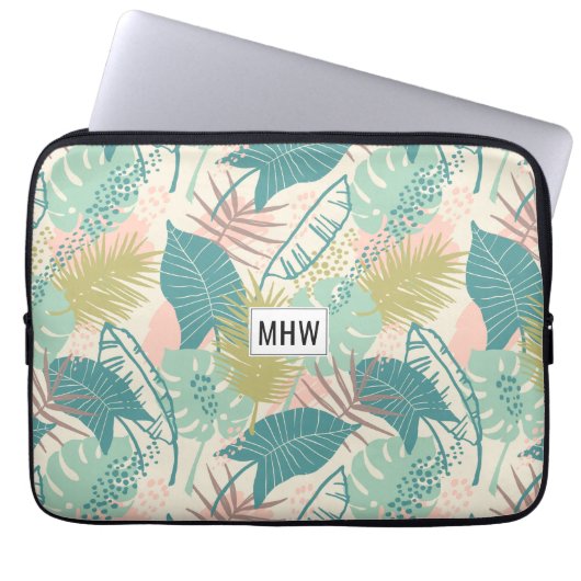 Leaf Muster individuelle Laptop-Ärmel für Monogram Laptopschutzhülle (Vorderseite)