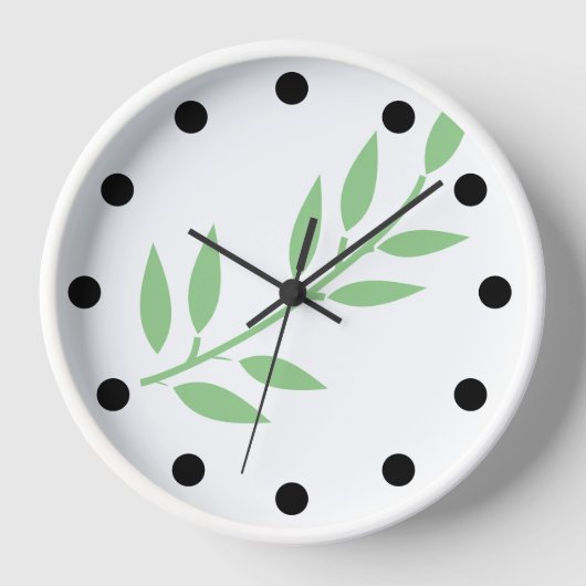 Leaf Muster Minimal Sage Green White Einfaches Ges Uhr (Vorderseite)