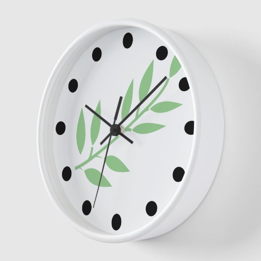 Leaf Muster Minimal Sage Green White Einfaches Ges Uhr (Winkel)