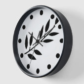 Leaf Muster Minimal Schwarz-weiße Wohngestaltung E Uhr (Winkel)
