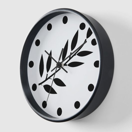 Leaf Muster Minimal Schwarz-weiße Wohngestaltung E Uhr (Winkel)