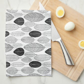 Leaf Muster - Schwarz auf Weiß Handtuch (Viertel Falte)