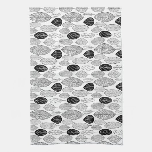 Leaf Muster - Schwarz auf Weiß Handtuch (Vertikal)