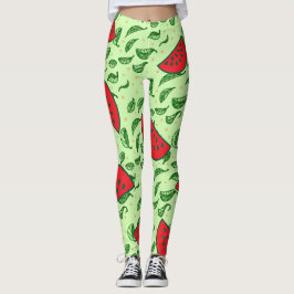 Leaf-Muster und Wassermelonen-Leggings Leggings