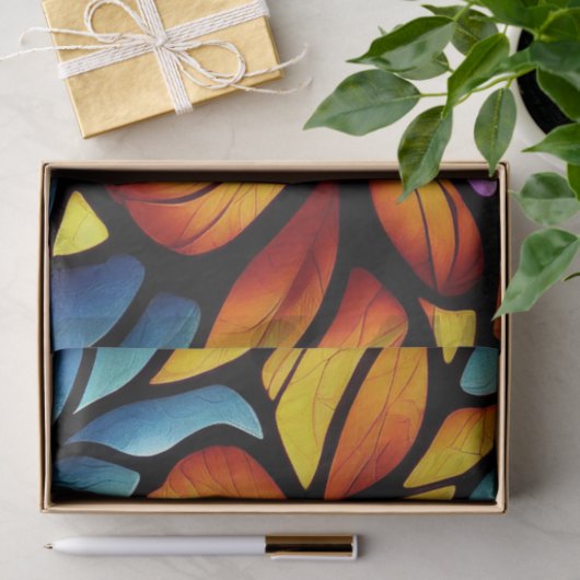 Leaf Muster verkleidetes Glas Decoupage Seidenpapier (Geschenk)