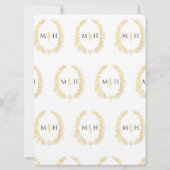 Leaf oval line Art Hochzeit Gold Schwarz-Weiß Einladung (Rückseite)