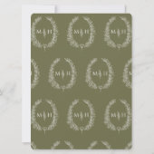 Leaf oval line Art Hochzeit Olivenöl und Weiß Einladung (Rückseite)