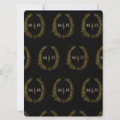 Leaf oval line Art Hochzeit schwarz und gold auf w Einladung (Rückseite)