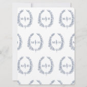 Leaf oval line Art Hochzeitsnacht blau-weiß Einladung (Rückseite)