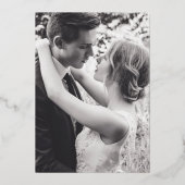 Leaf oval line Art Hochzeitsnacht blaues Gold weiß Folieneinladung (Rückseite)