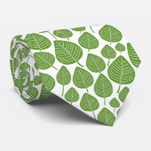 Leaf Pattern 02 - Avocado Green auf Weiß Krawatte (Gerollt)