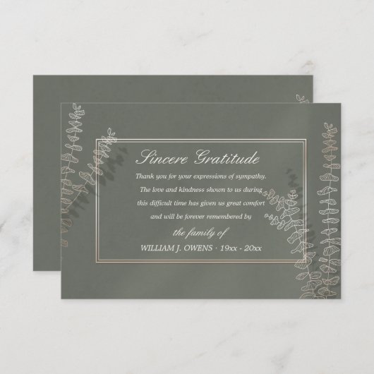 Leaf Pattern Beileid Vielen Dank Karten (Vorne/Hinten)