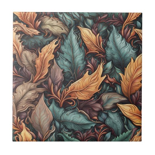 Leaf Pattern Keramik Tile Fliese (Vorderseite)