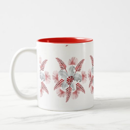 LEAF-PATTERN.PNG-TASSE mit zwei Tonen KAFFEE Zweifarbige Tasse (Links)