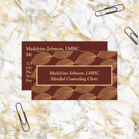 Leaf Pattern Psychologist  Counselor QR Code Visitenkarte