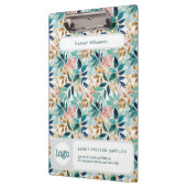 Leaf Pattern Small Business Name Logo Klemmbrett (Links)