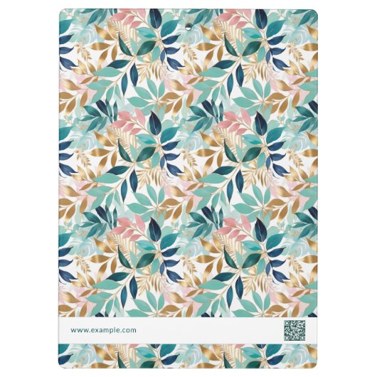 Leaf Pattern Small Business Name Logo Klemmbrett (Rückseite)