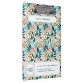 Leaf Pattern Small Business Name Logo Klemmbrett (Rechts)