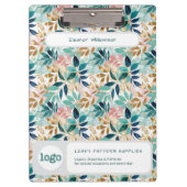 Leaf Pattern Small Business Name Logo Klemmbrett (Vorderseite)