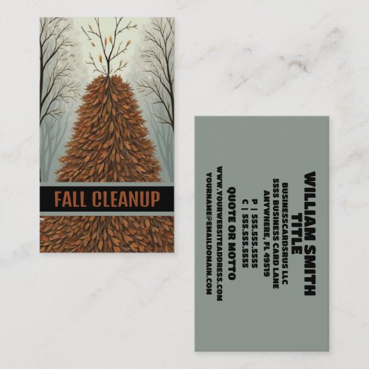 Leaf Pile Fall Cleanup Visitenkarte (Vorne/Hinten)