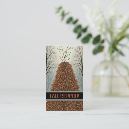 Leaf Pile Fall Cleanup Visitenkarte (Stehend Vorderseite)